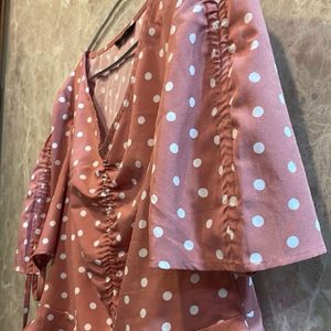 Peach White Dotted Top