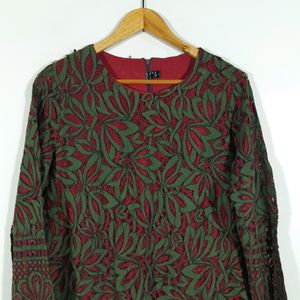 Green & Maroon Top (Women's)