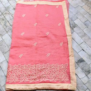 Beautiful Embroidery Saree With Stiched Blouse