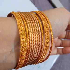 Metal Gold Glitter and Silver shine Chudiya Combo