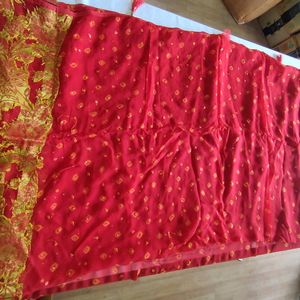 Red And Gold Saree (Women's)