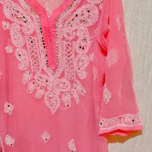 Pink Chikankari Kurti