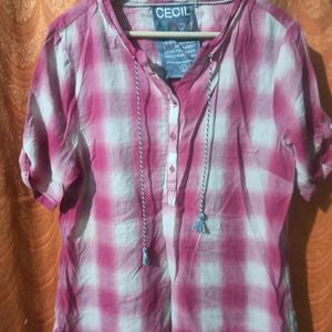 Pink Checks Cotton  Shirt