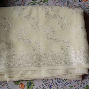 Cream Silk Saree