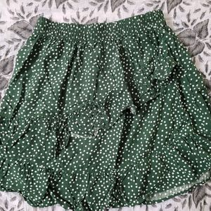 Dark Green Polka Dot Mini Skirt