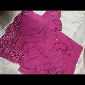 Pink Chiffon Party Saree