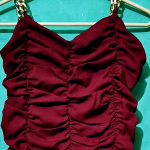 Party Wear Maroon Crop Top