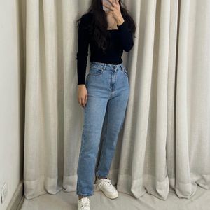 Blue Denim Straight Fit Jeans