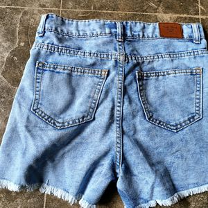 Denim Shorts with Fringes