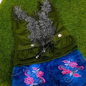 Cute Top And Hotpant Set