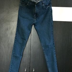 High Waist Ripped Blue Jeans For Women