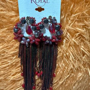 Red And Black Stone Earrings