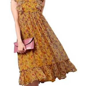 Janasya Midi Dress Mustard Color