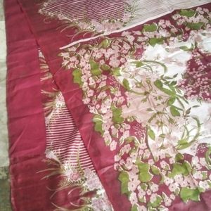 floral printed soft silk saree attached फॉल