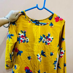 Yellow Floral Print Top