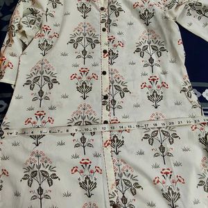 XL Cream Printed Kurta