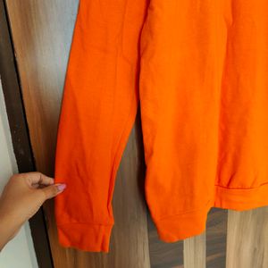 Neon Orange High Neck Sweatshirt(Unisex)