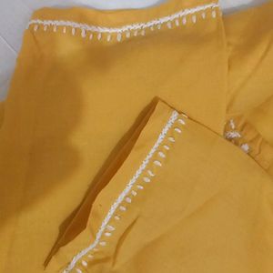 Yellow chikankari Kurti Max brand XL size