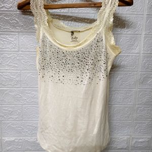 Elegant Cream Color Top with Studded Detailing