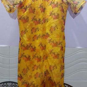 Yellow Orange Printed Kurta Set