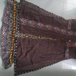 Brown Colour Frock Style Kurti