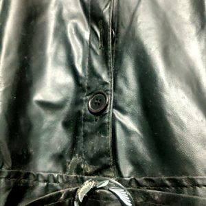 Black Glossy Leatherite Jacket For Women/ Girls