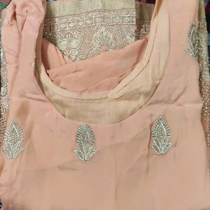 Partywear Peach Silk Kurta Set