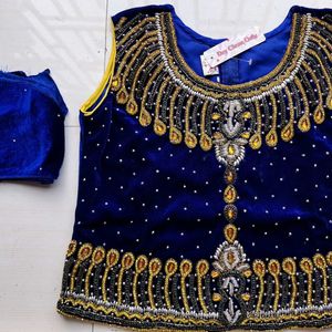 Velvet Heavy Work Blouse And Lehenga