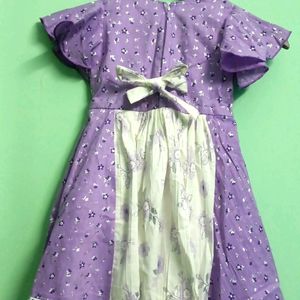 Lavender White Frock For Girls