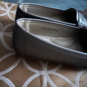 Bata Loafers (silverish Golden In Color)