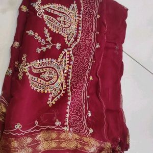 Red Full Hand Work Saree