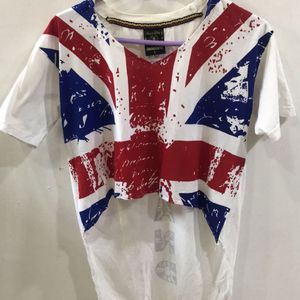 England Flag Print T-shirt For Women