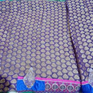 Half Net Saree With Blouse