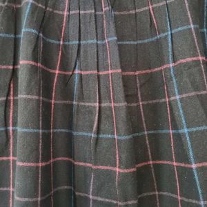 Black Warm English Skirt with Multicolored Checks