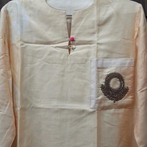 Cream Work Kurta