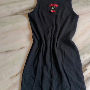 Forever 21 Black Bodycon Cherry Dress