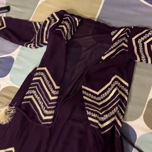 Three Piece - Purple Skirt And Blouse With Shrug