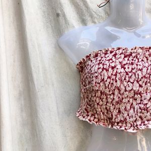 H&M CUTE PEACH FLORAL TUBE TOP