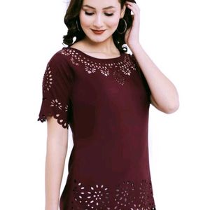 Burgundy/Wine Colour Laser Cut Top