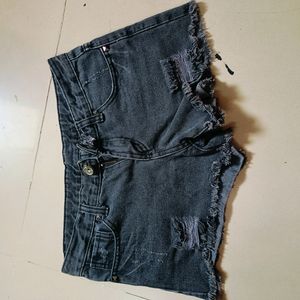 Grey Denim Shorts