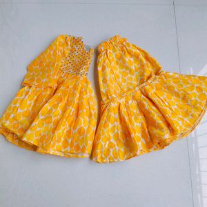 P & S CO Girl' Yellow sharara set