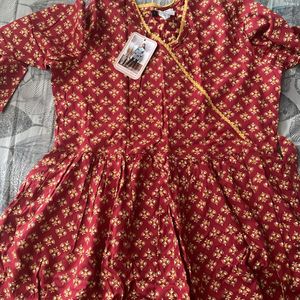 Red Floral Print Short Kurti