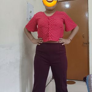 High Waisted Maroon Trouser