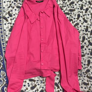 pink cropped shirt