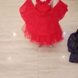 Beautiful Red Party Wear Frock For 3-4 Years Girl