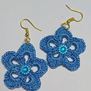 Blue Crochet Earrings