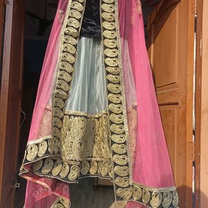 Beautiful 🥰 Pink Gray Lehnga For Wedding Function