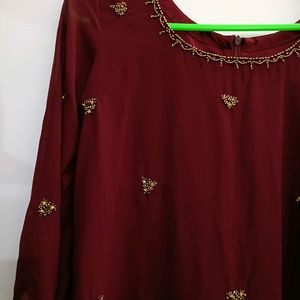 Maroon Hand Work Kurta..