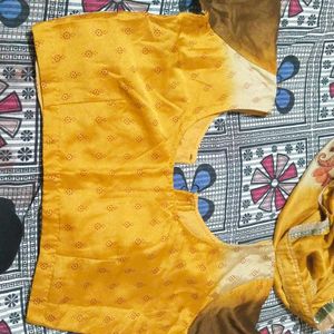 Mustard Coloured All Over Saree With Blouse