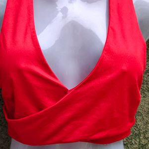 1U. SEXY BLOOD RED WRAP TOP